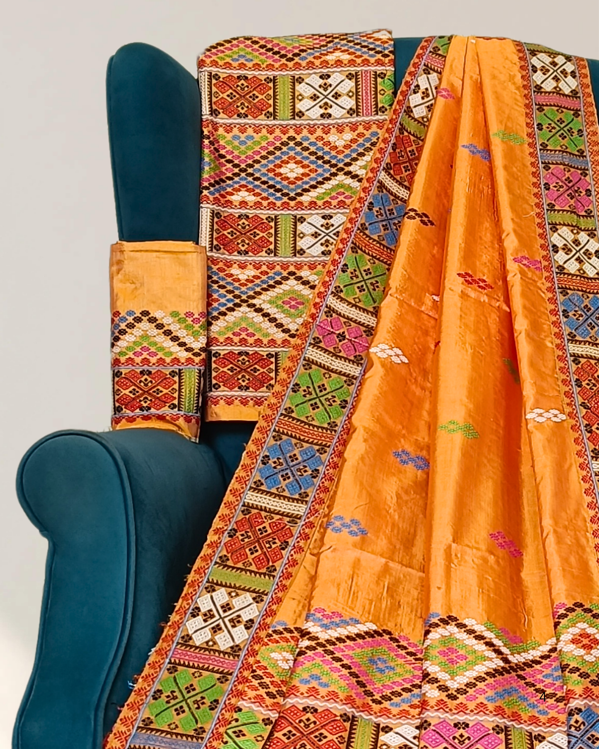 Tussar silk by Assam paat mekhela sador - DMC motifs