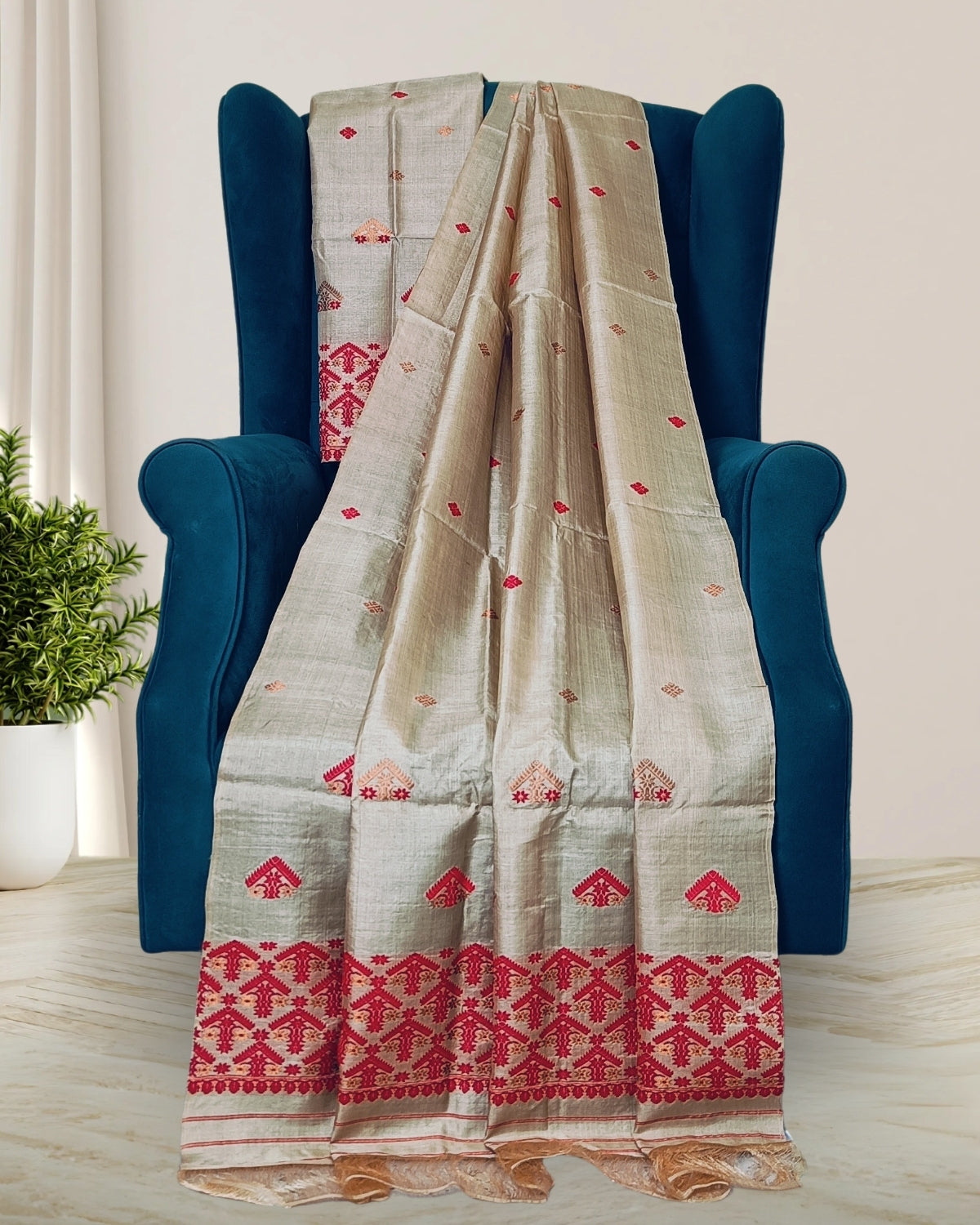 Tussar silk mekhela sador