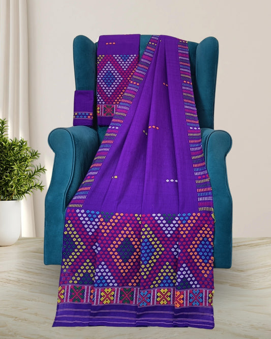 Padmini cotton Mising mekhela sador-Purple