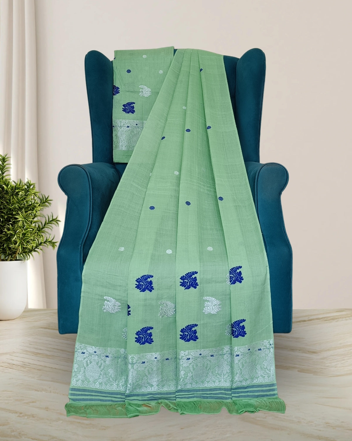 Mercerised cotton mekhela sador