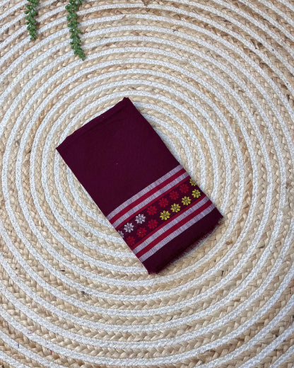 Ribi design Mising mekhela sador - Brown