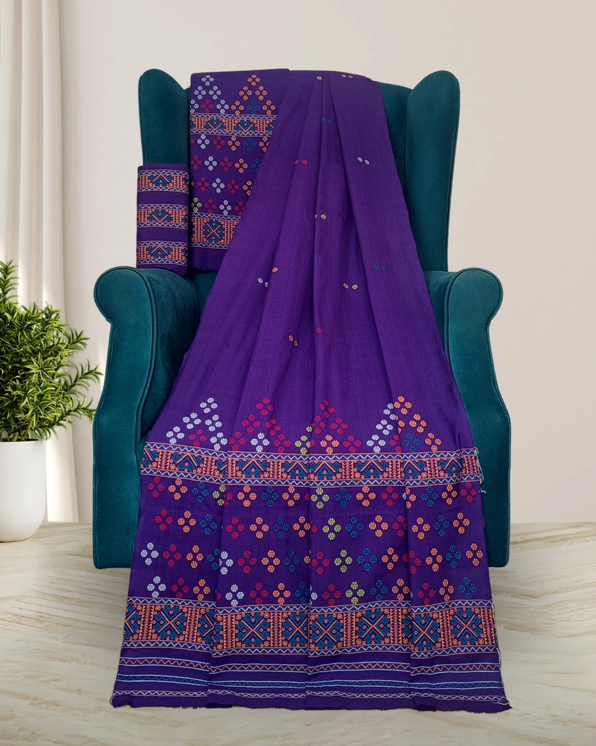 Padmini cotton Mising mekhela sador -Purple