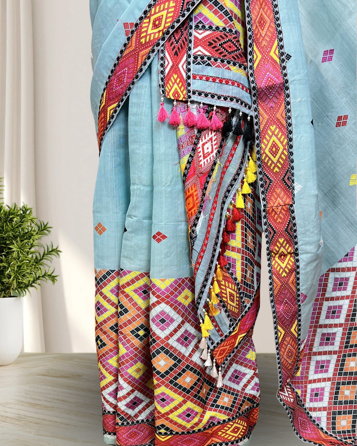 Semi nuni Mising mekhela sador- DMC motifs