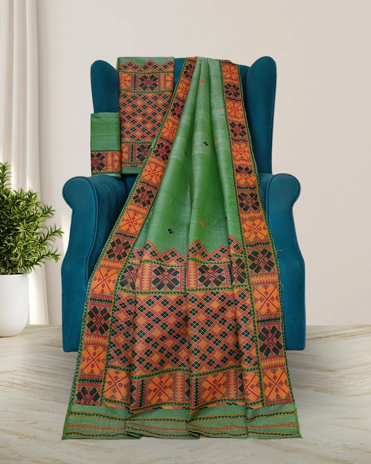 Semi nuni Mising mekhela sador- DMC motifs