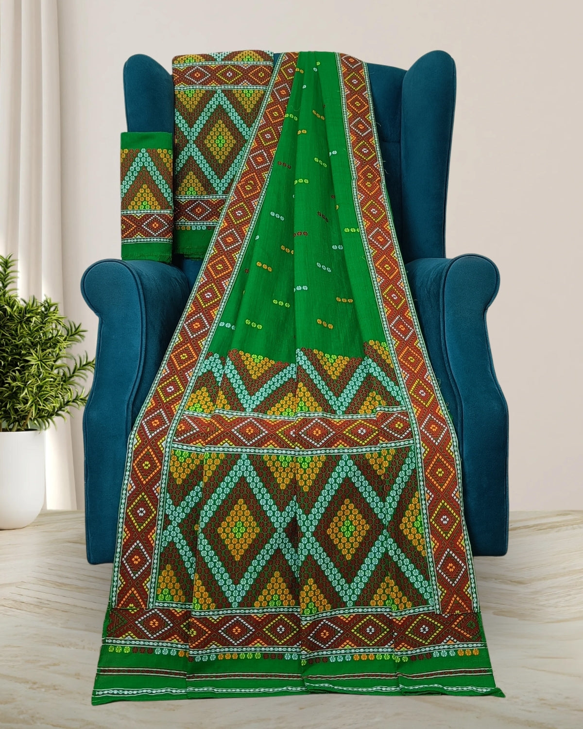 Green padmini cotton Mising mekhela sador