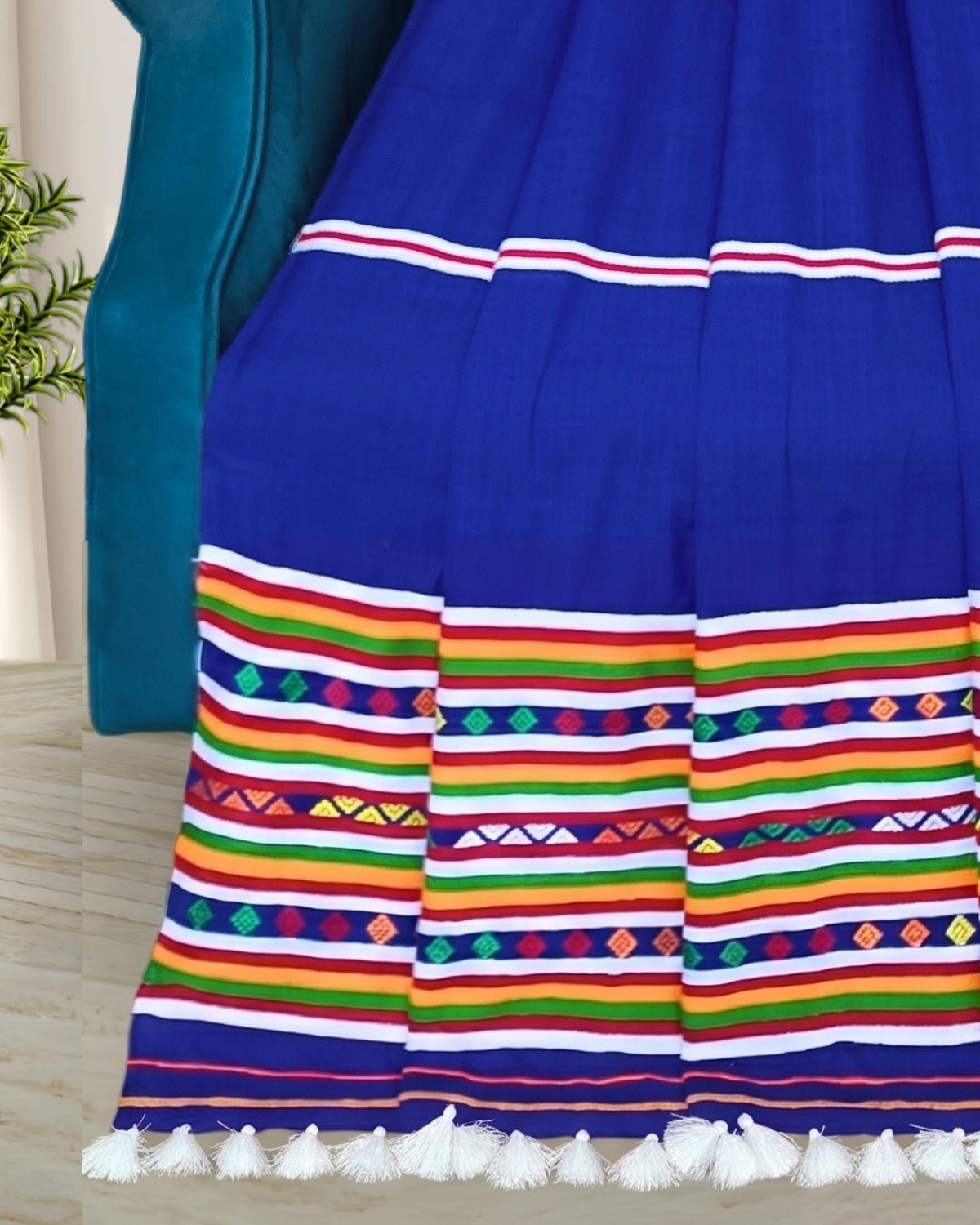 Ribi design Mising mekhela sador - Blue