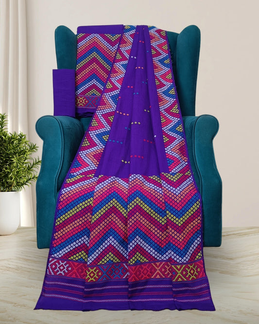 Purple padmini cotton Mising mekhela sador