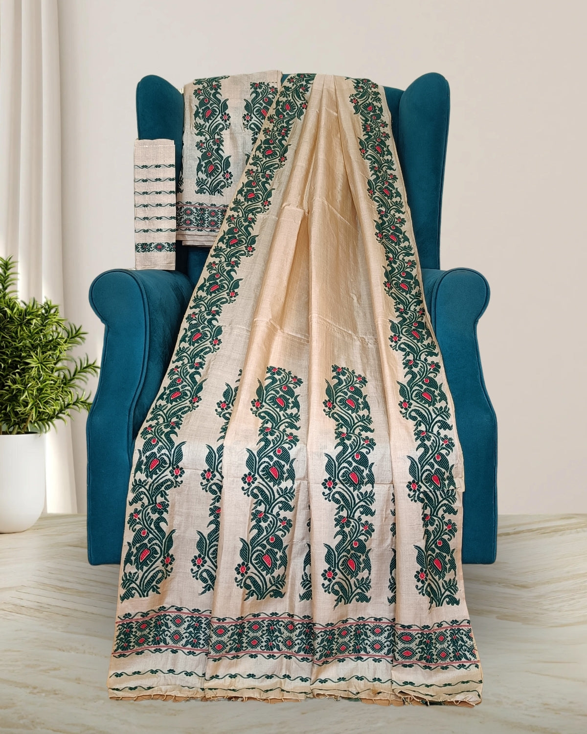 Tussar silk mekhela sador