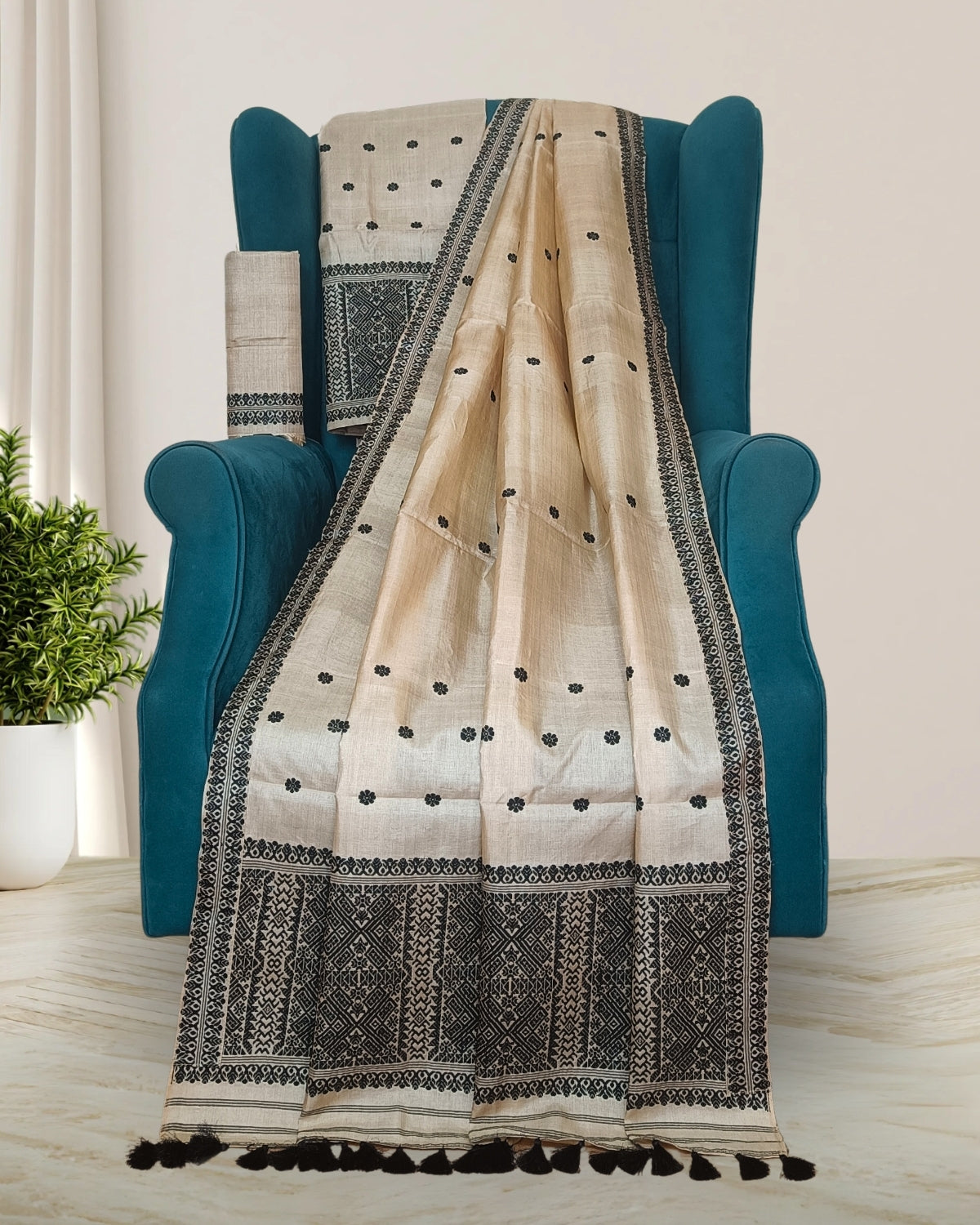 Tussar silk mekhela sador