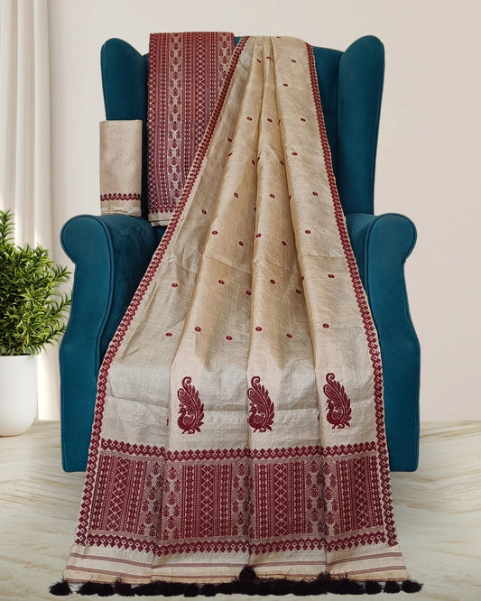 Tussar silk mekhela sador