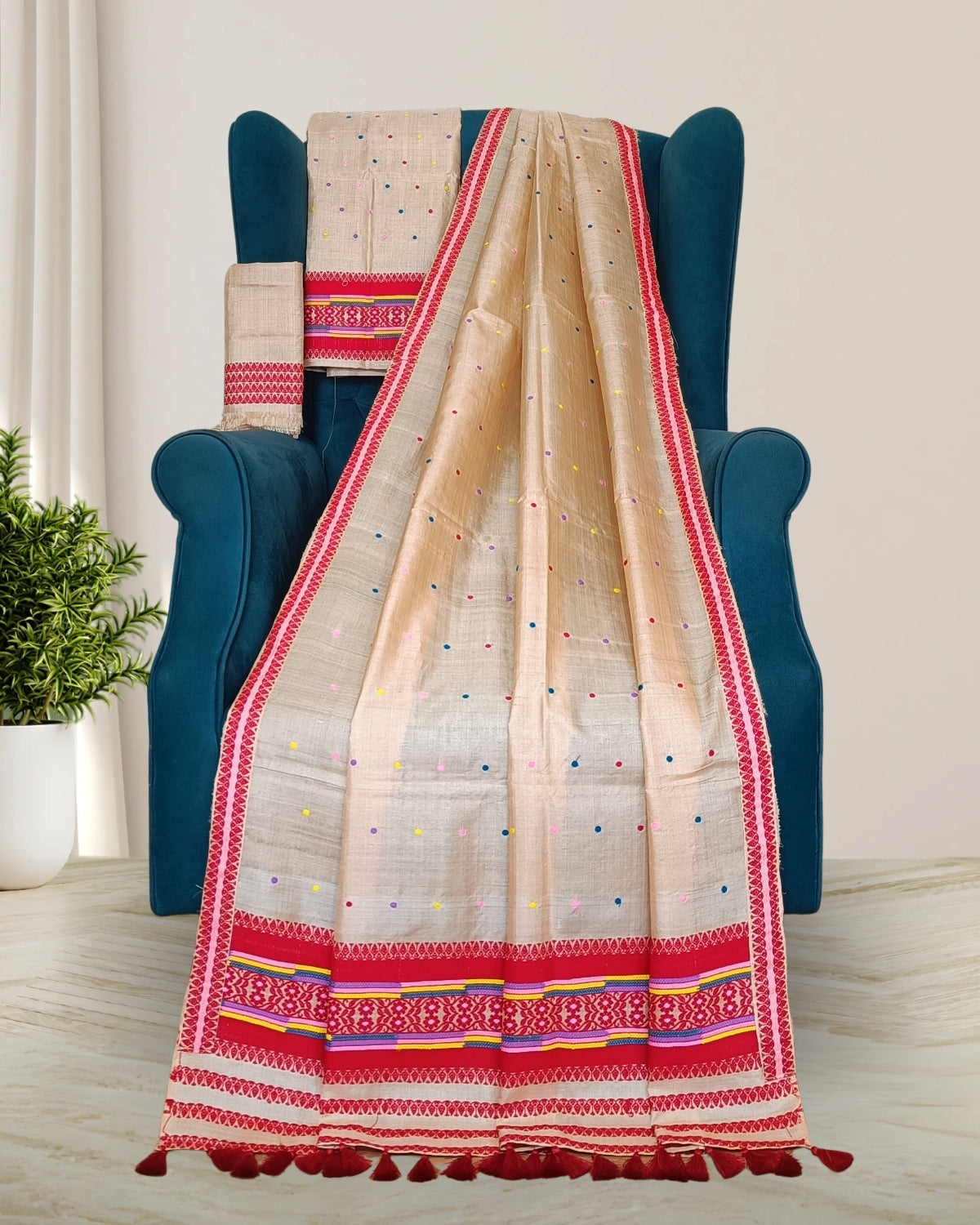 Tussar silk mekhela sador