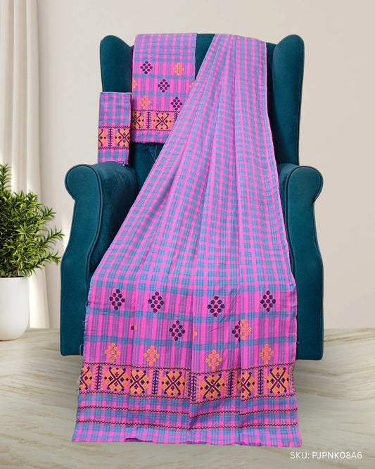 Pajok design Mising mekhela sador - Pink