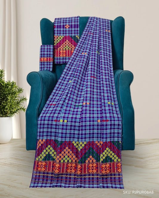 Pajok design Mising mekhela sador - Purple
