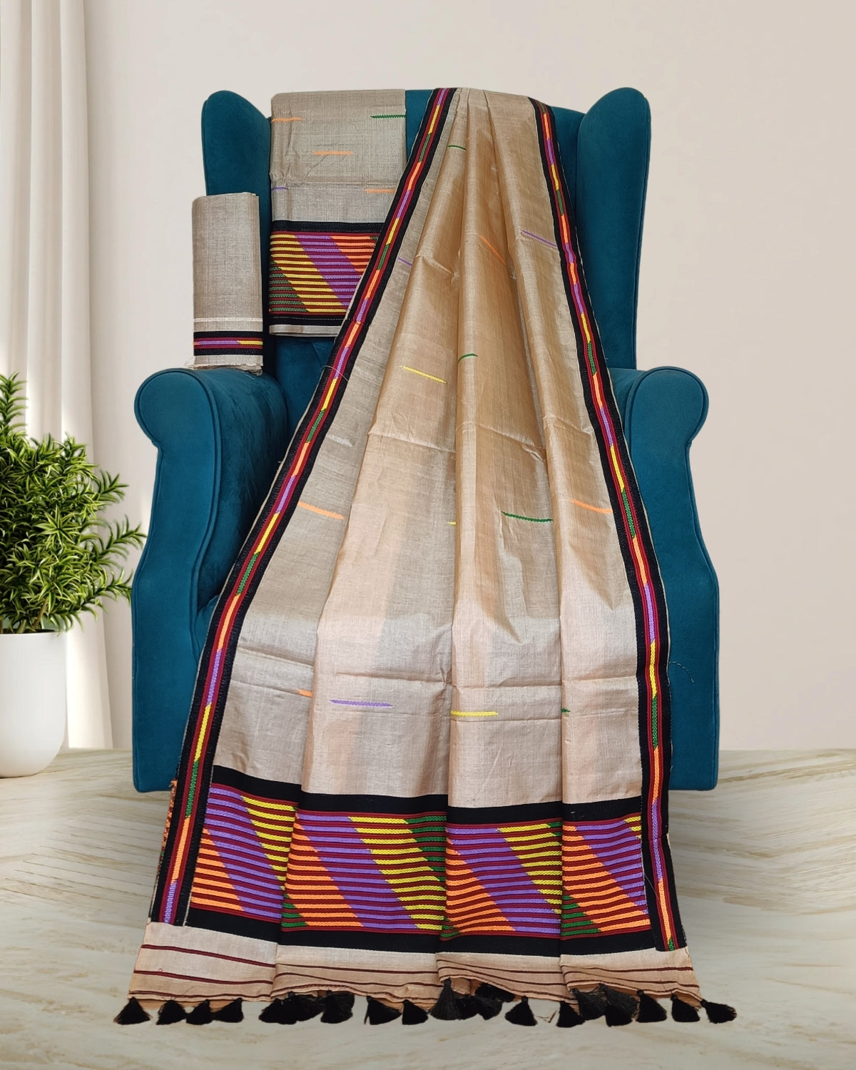 Tussar silk mekhela sador