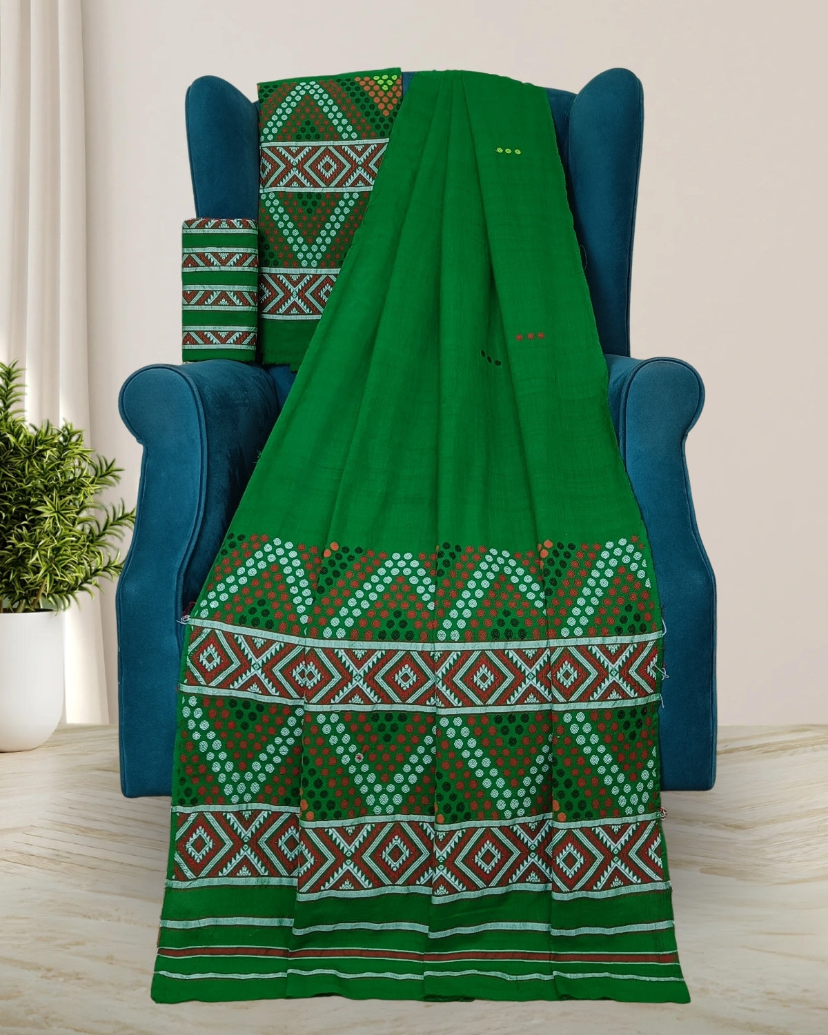Green padmini cotton Mising mekhela sador