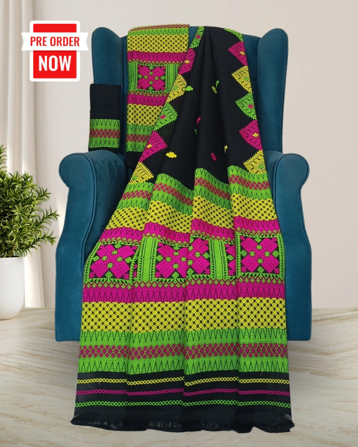 Black semi nuni mekhela sador with designer motifs