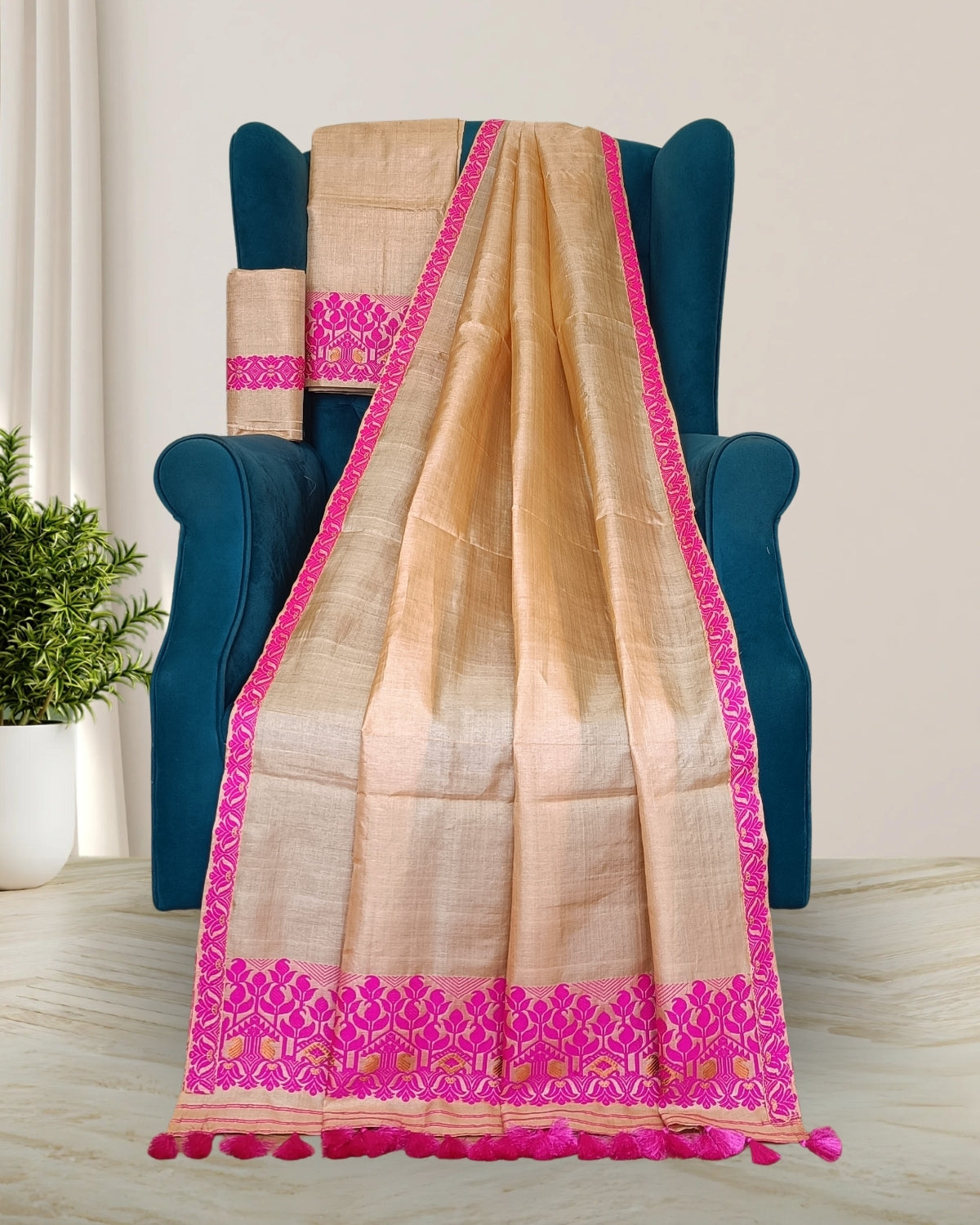 Tussar silk mekhela sador