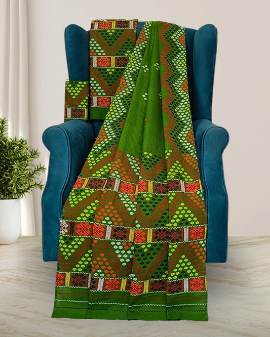 Mehendi green Mising mekhela sador