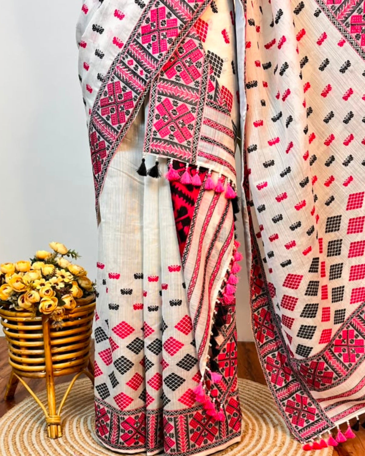 Semi nuni Mising mekhela sador- DMC motifs