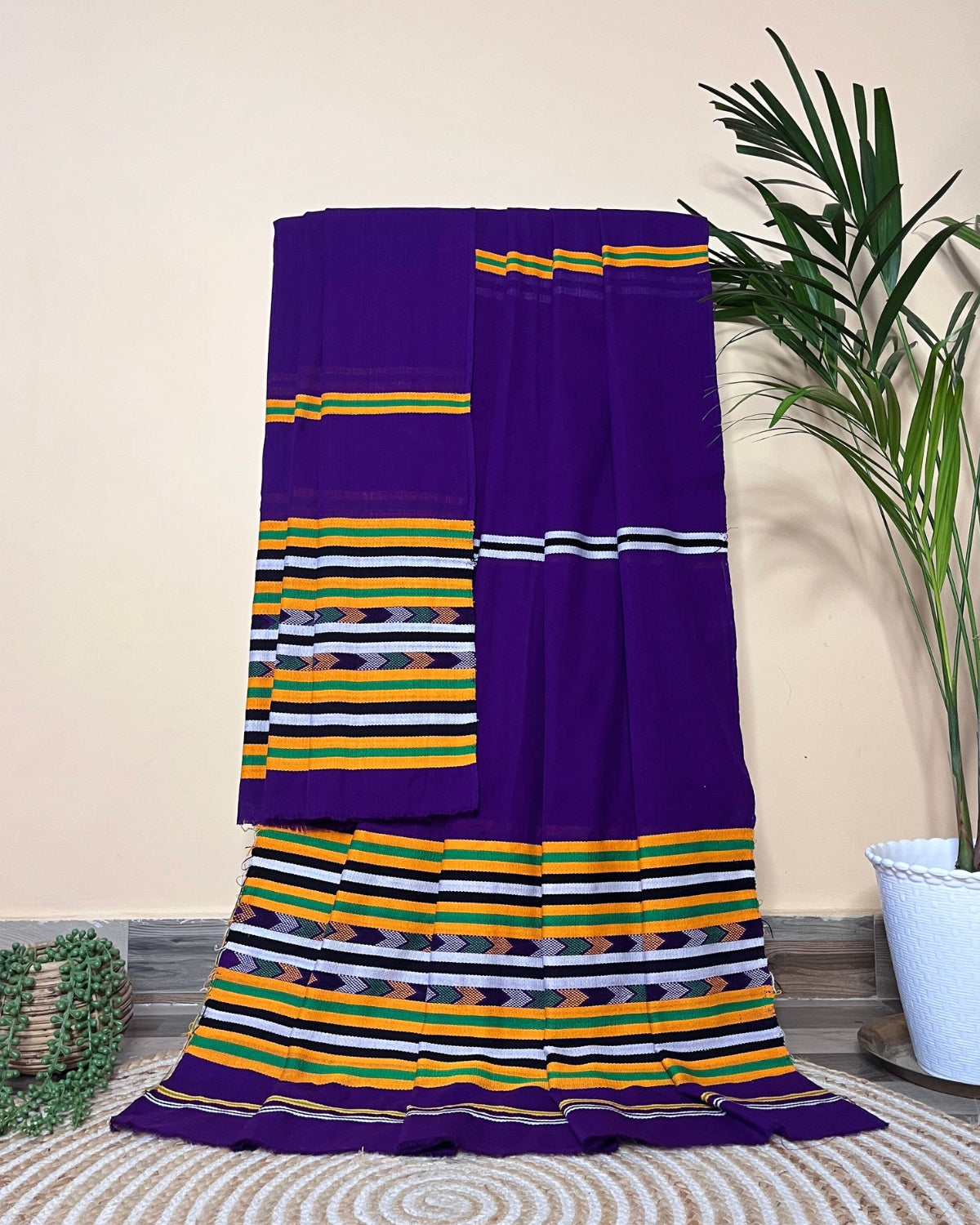 Ribi design Mising mekhela sador -Purple