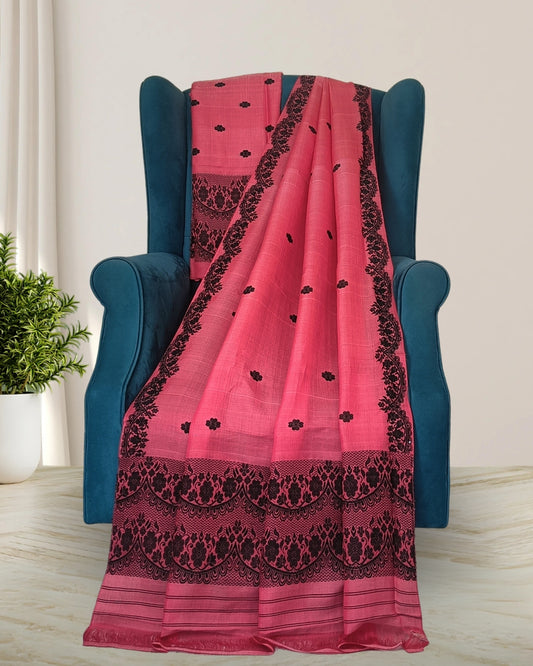 Semi nuni mekhela sador with fix border design - Redv