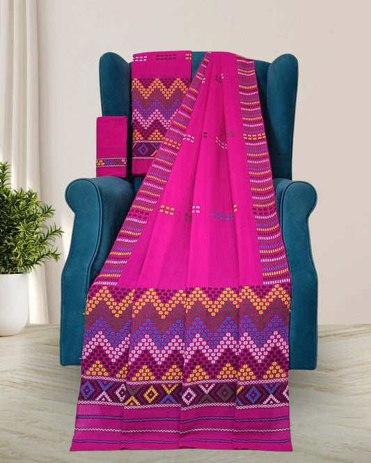 Padmini cotton Mising mekhela sador-Pink