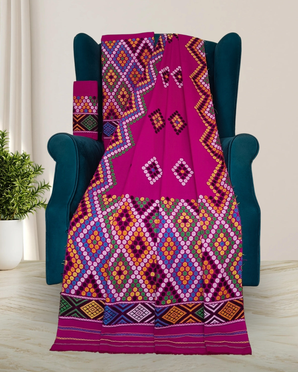 Padmini cotton Mising mekhela sador - DMC motifs