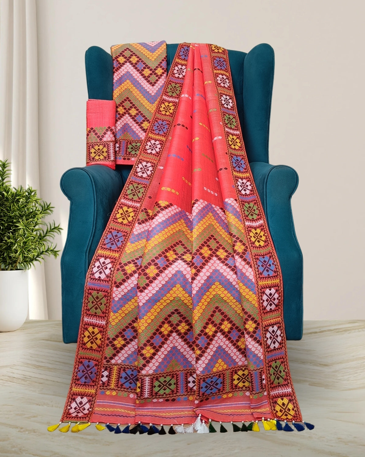 Semi nuni Mising mekhela sador- DMC motifs