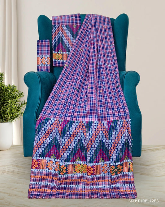 Pajok design Mising mekhela sador - Blue