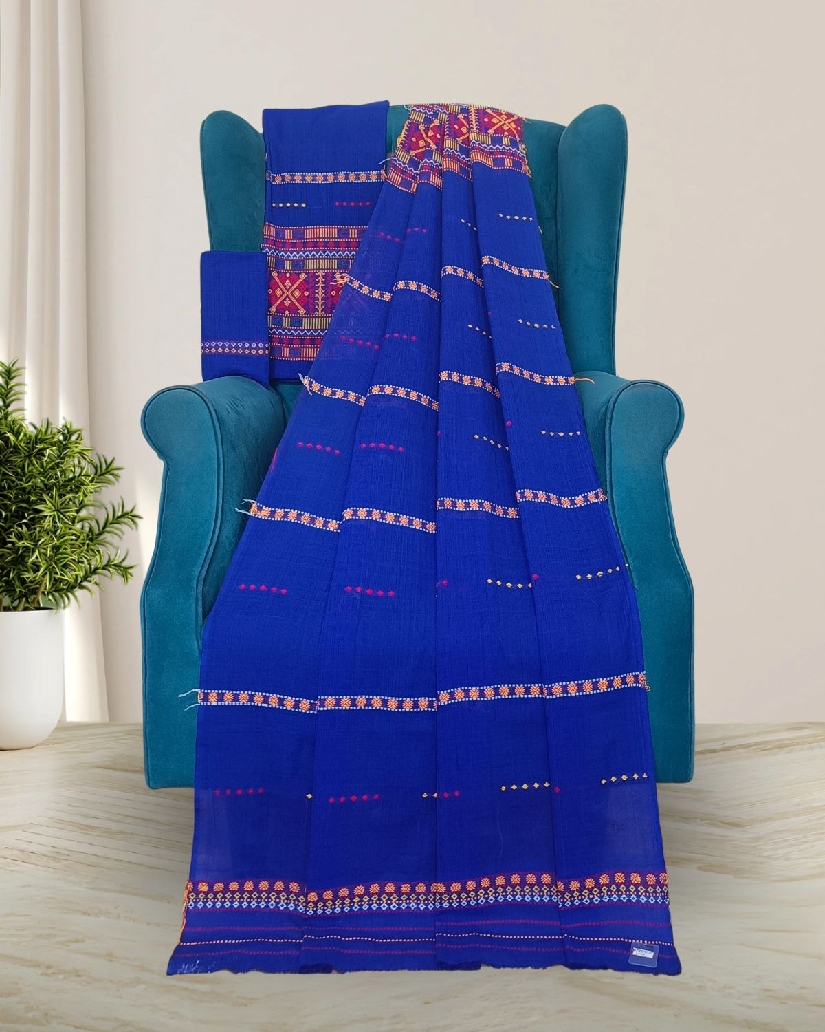 Gero design Mising mekhela sador - Royal blue