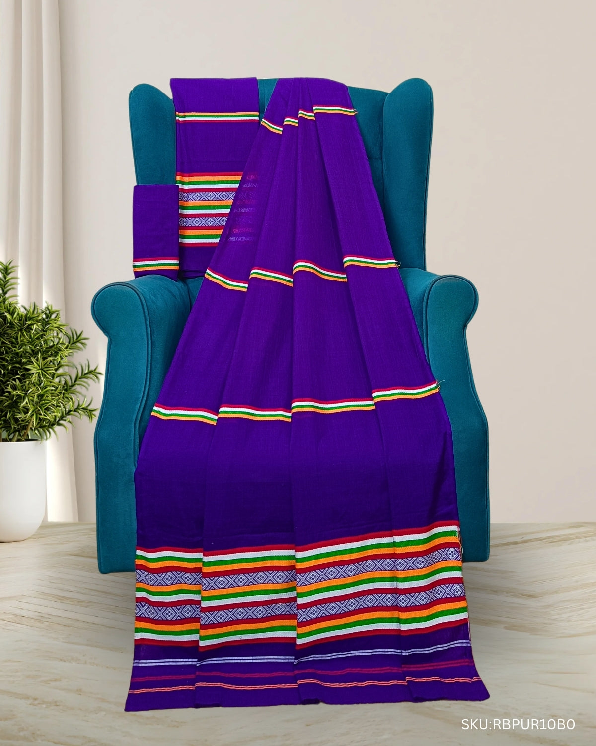 Ribi design Mising mekhela sador - Purple