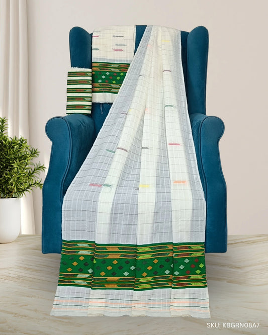 Semi nuni Mising mekhela sador - Green kesh bosa