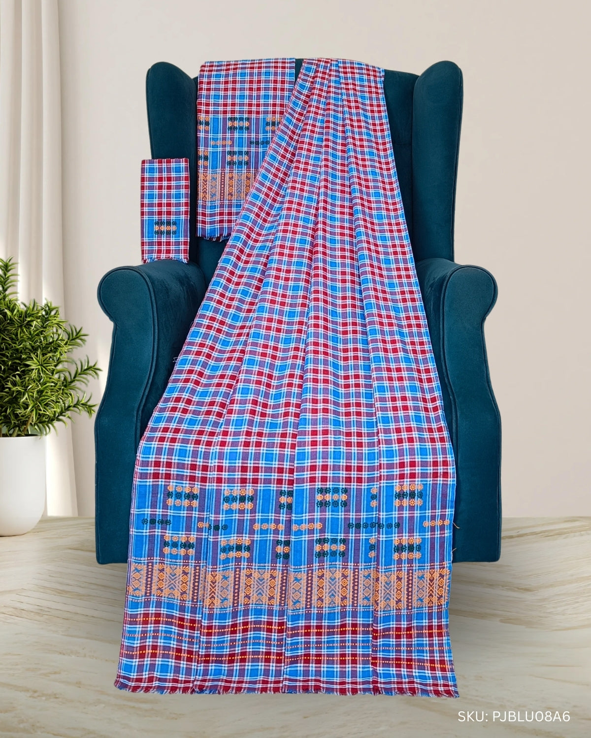 Pajok design Mising mekhela sador - Blue