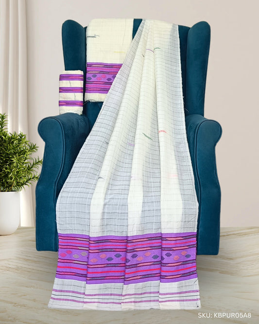 Semi nuni Mising mekhela sador- Purple kesh bosa