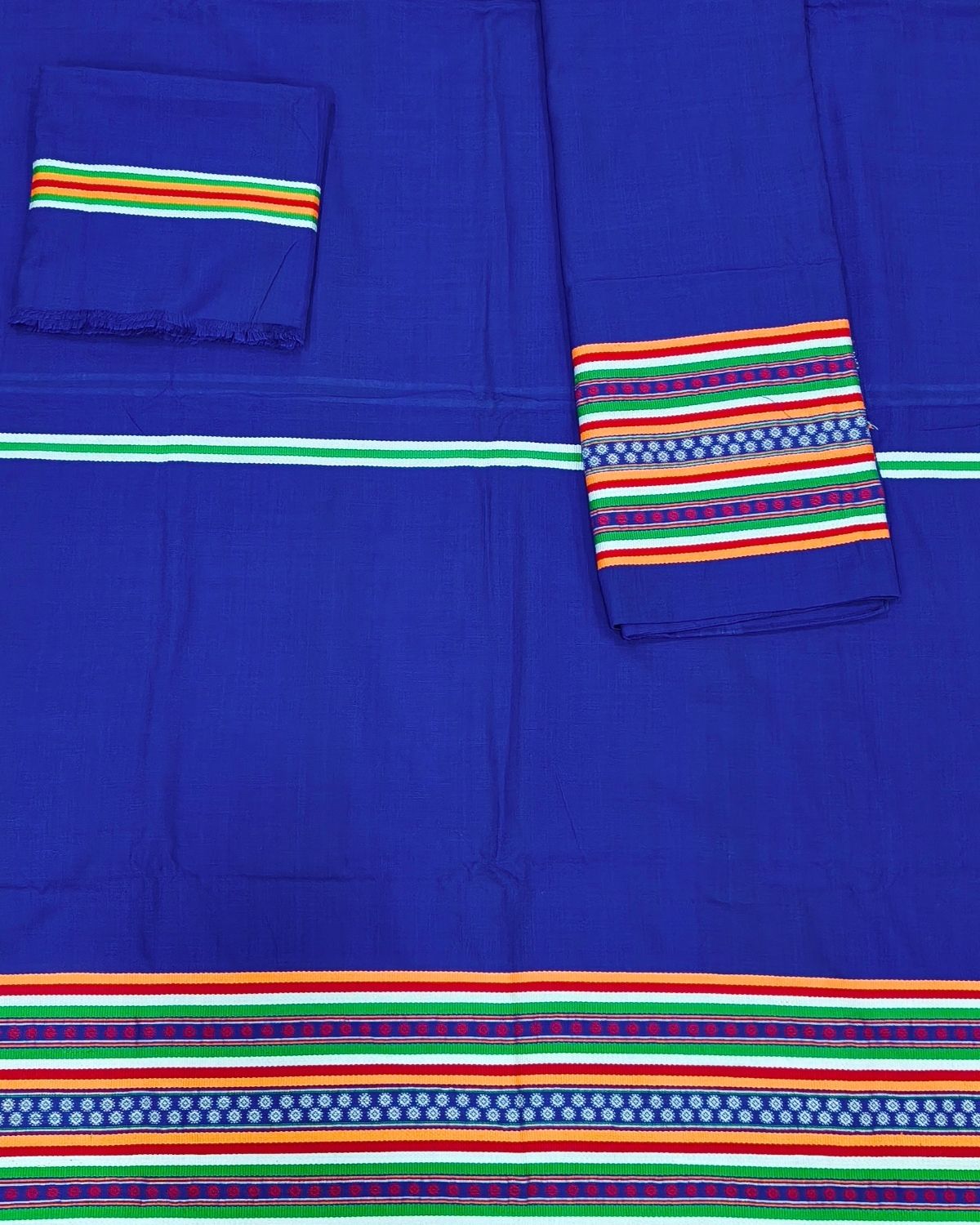 Ribi design Mising mekhela sador - Royal blue