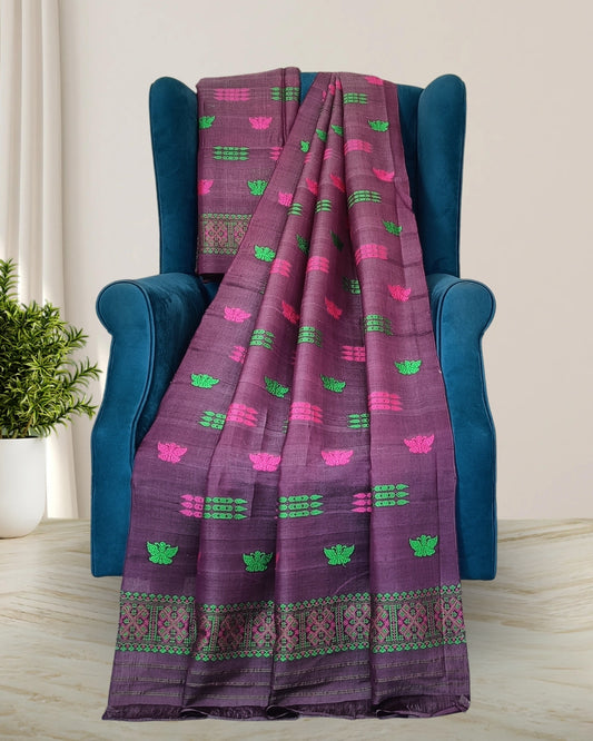Butterfly design semi nuni mekhela sador