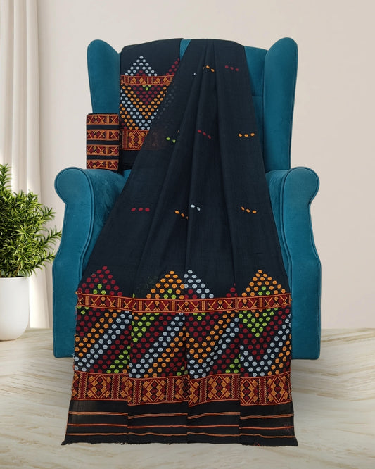 Padmini cotton Mising mekhela sador -Black