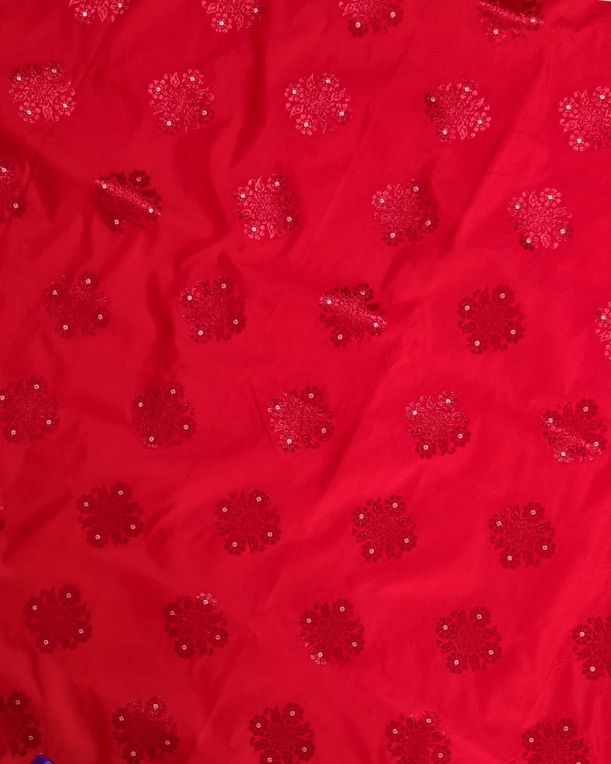 Semi paat mekhela sador - Scarlet red
