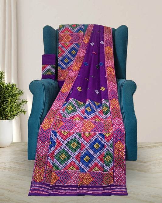 Padmini cotton mekhela sador-Purple