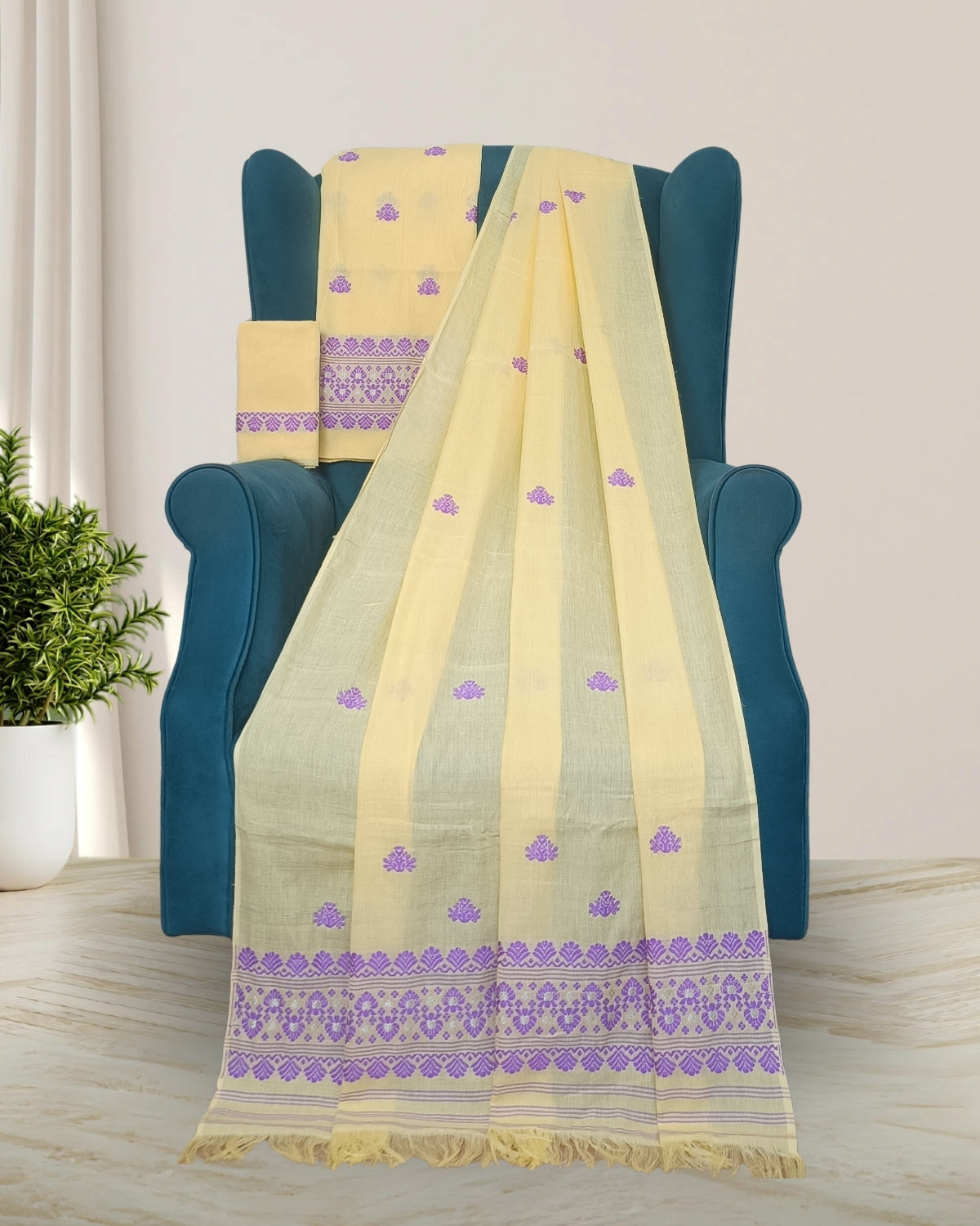 Mercerised cotton mekhela sador