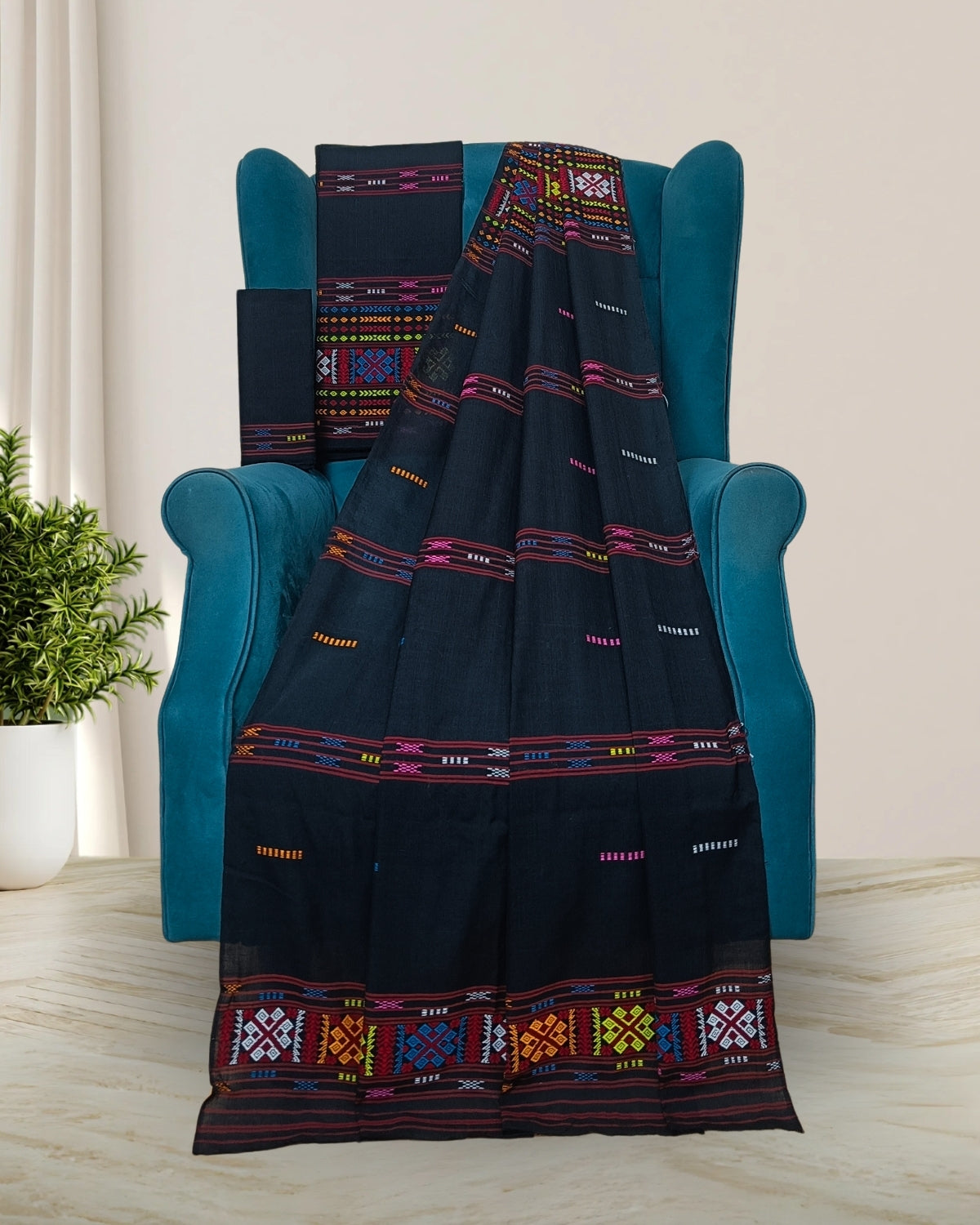 Gero design Mising mekhela sador - Black