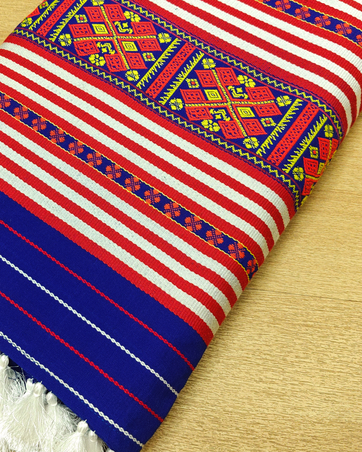 Ribi design Mising mekhela sador - Royal blue