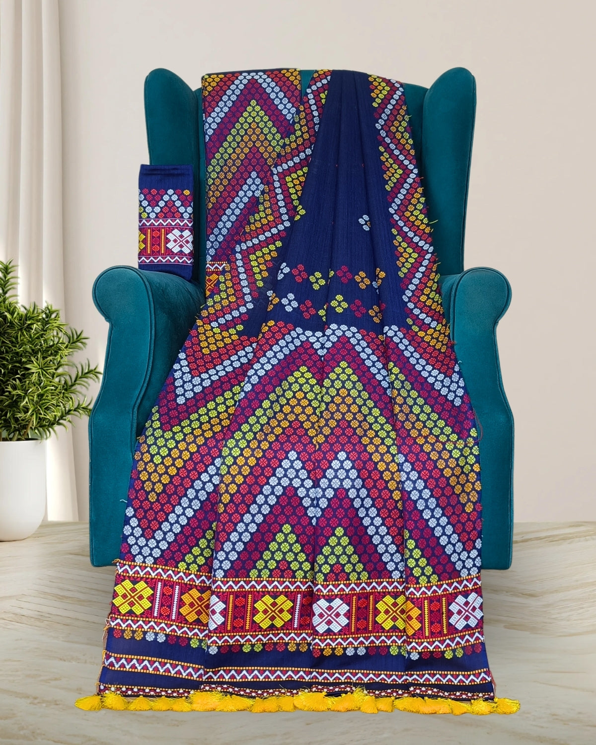 Padmini x Assam paat  mising mekhela sador- DMC motifs