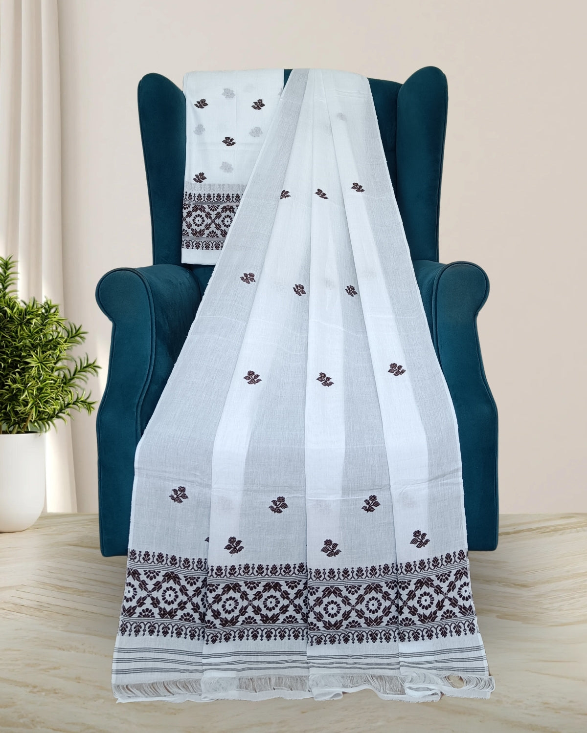 Mercerised cotton mekhela sador