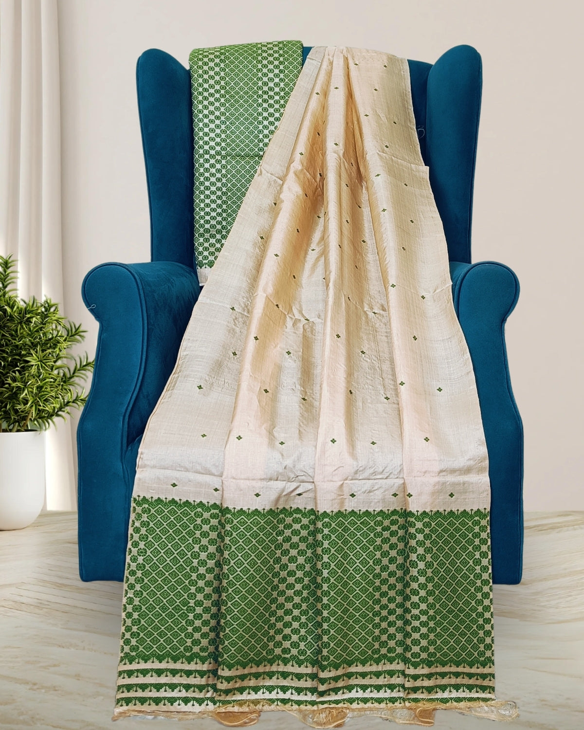 Tussar silk mekhela sador