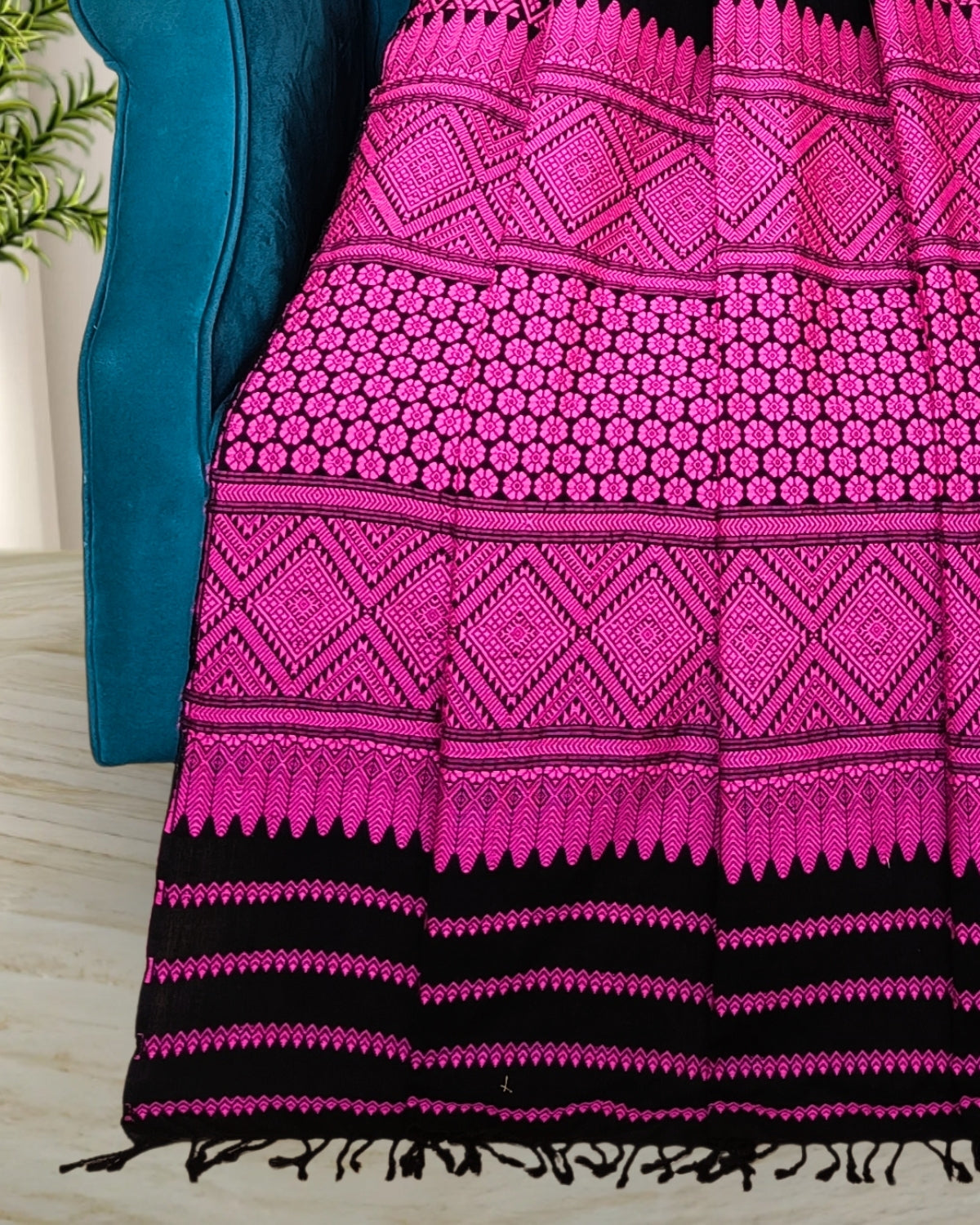 Black padmini cotton mekhela sador with designer motifs