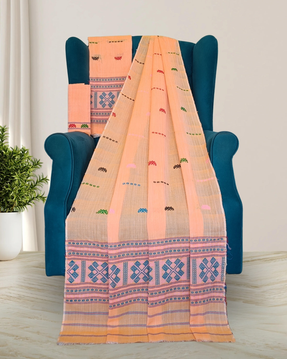 Butterfly design padmini cotton Mising mekhela sador