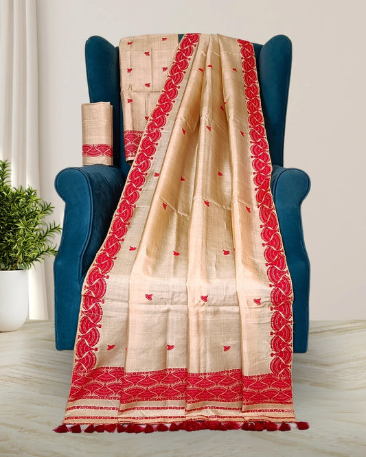 Tussar silk mekhela sador