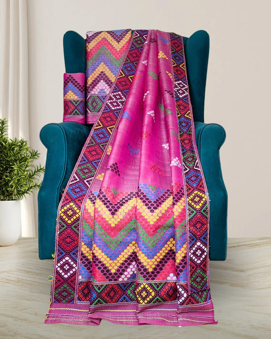 Semi nuni Mising mekhela sador - DMC motifs