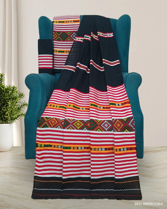 Ribi design Mising mekhela sador - Black